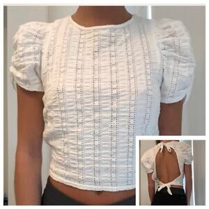 Free People Blouse. White eyelet “Star Struck”, open back size Junior large